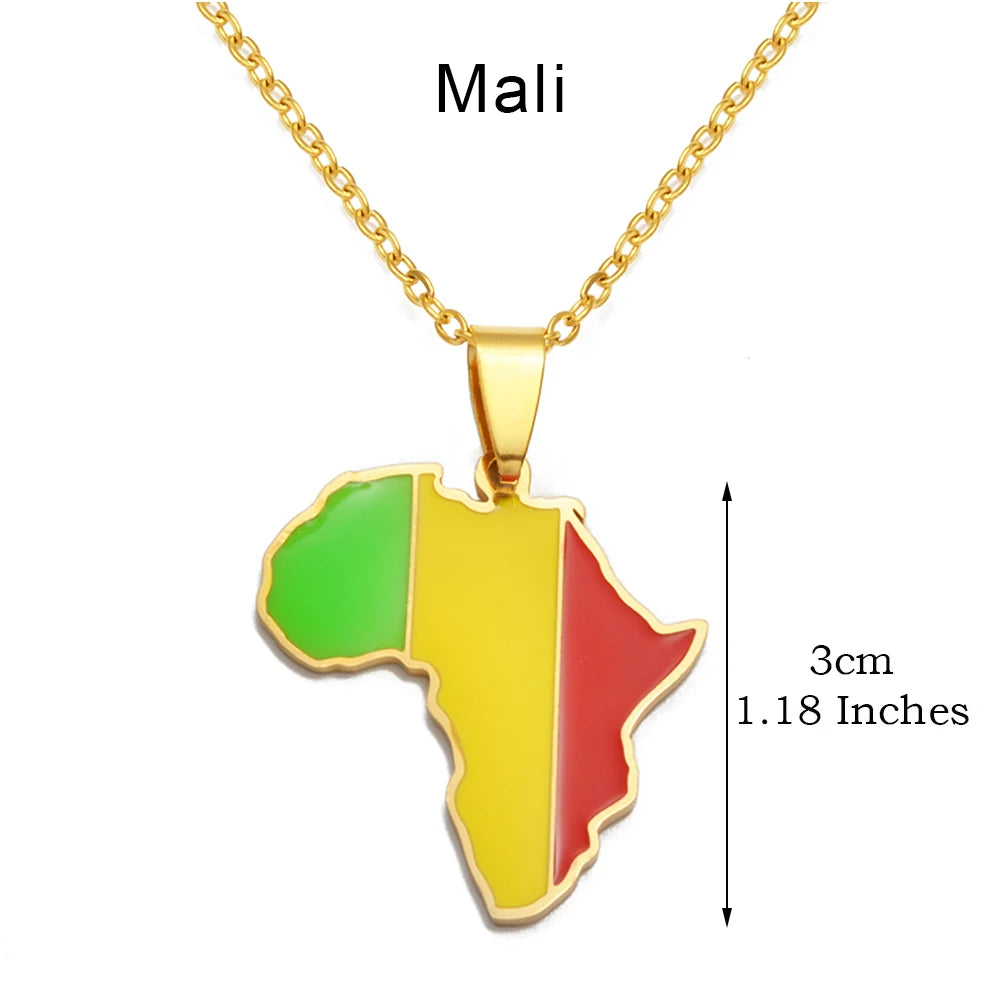 Map Pendant Necklace 🇲🇦🇹🇳🇩🇿🇪🇬 — Gold & Silver | Men & Women