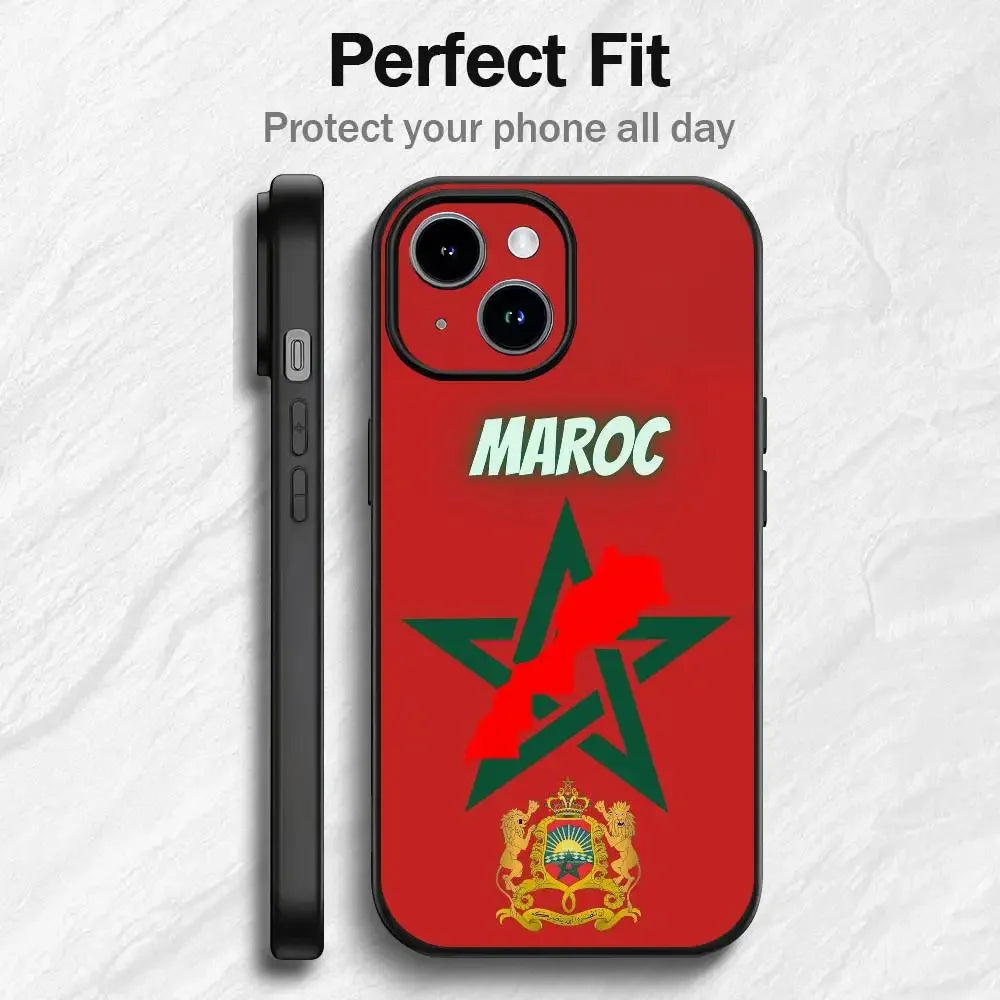Moroccan Passport Map Shockproof Silicone Case for iPhone 🇲🇦