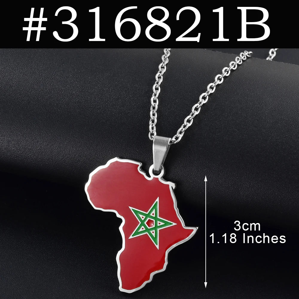Map Pendant Necklace 🇲🇦🇹🇳🇩🇿🇪🇬 — Gold & Silver | Men & Women