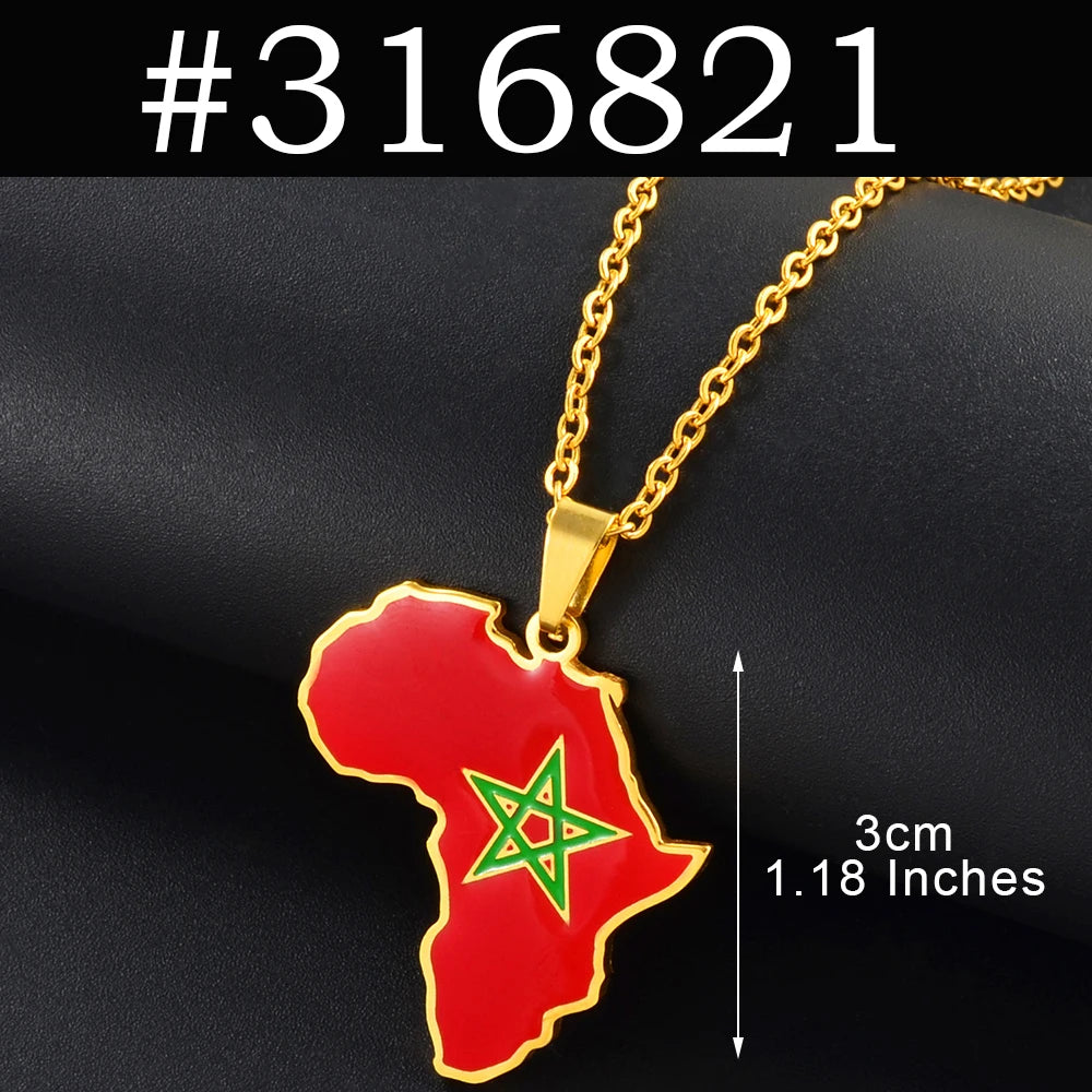 Map Pendant Necklace 🇲🇦🇹🇳🇩🇿🇪🇬 — Gold & Silver | Men & Women
