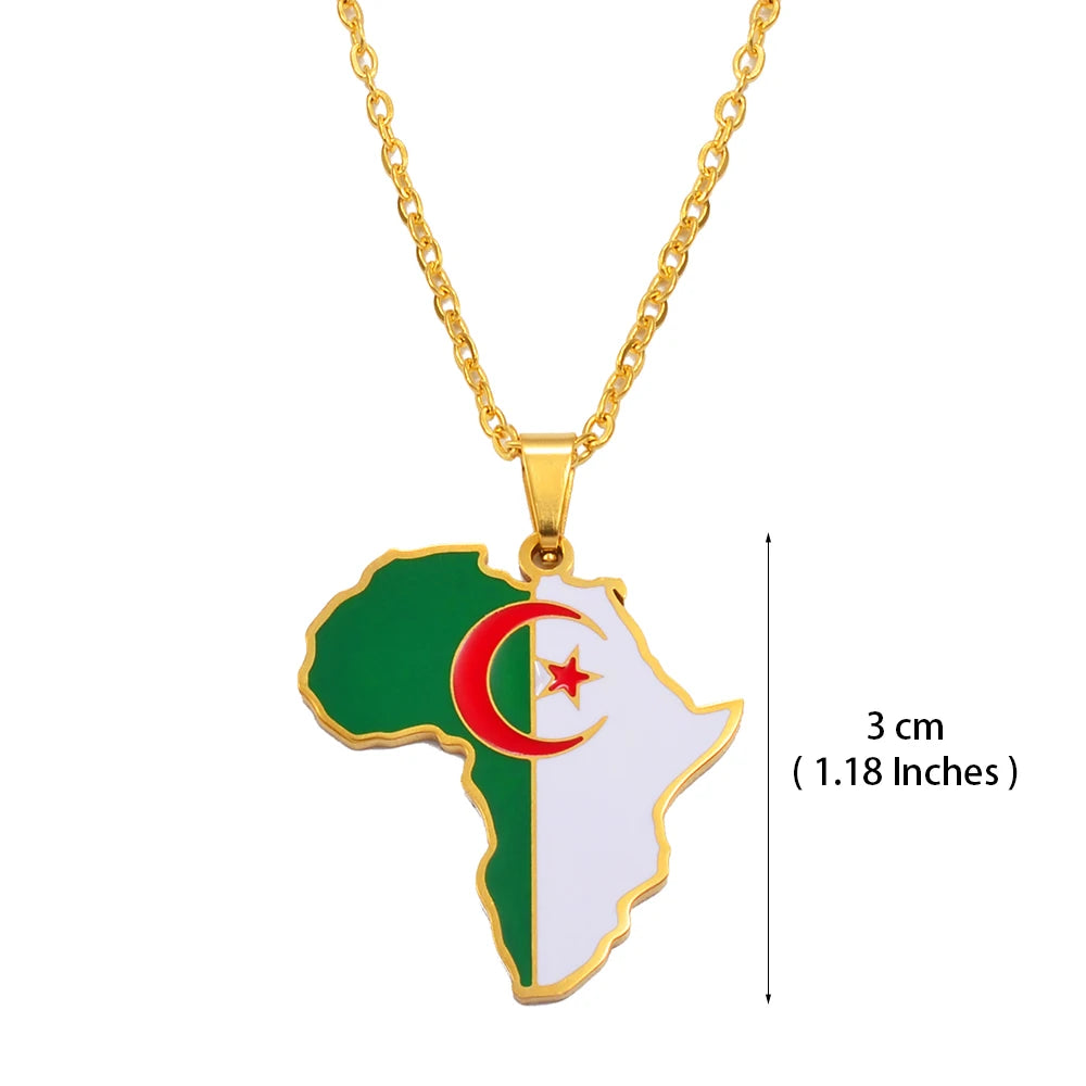 Map Pendant Necklace 🇲🇦🇹🇳🇩🇿🇪🇬 — Gold & Silver | Men & Women