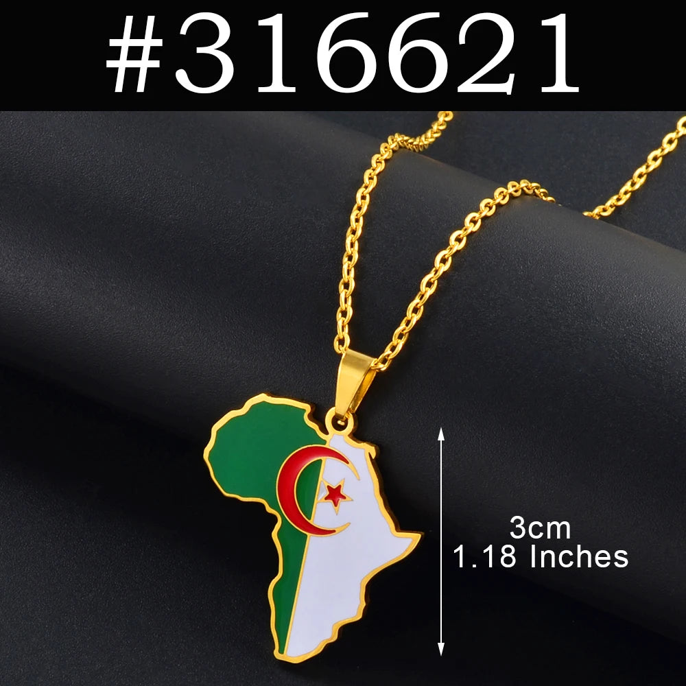 Map Pendant Necklace 🇲🇦🇹🇳🇩🇿🇪🇬 — Gold & Silver | Men & Women